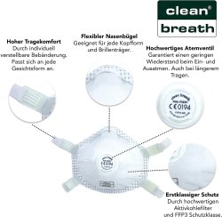 cleanbreath - filtrierende Halbmaske mit Ventil - FFP3 NR
